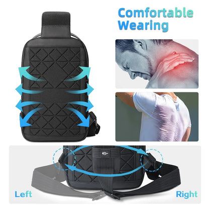 HK Waterproof Men's Shoulder Bag Lightweight Crossbody Bag Oxford Casual Satchel with USB Port Commute Business Chest Bag Male