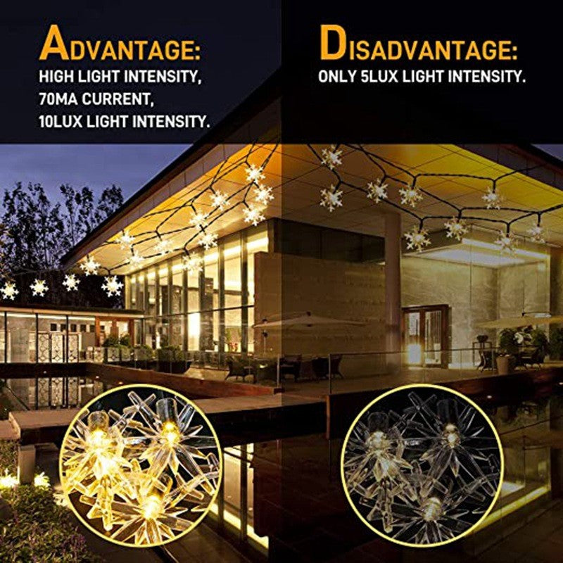 12m Solar Snowflake LED String Lights Fairy Lights Garland Outdoor New Year Christmas Tree Home Garden Decorations Lamp