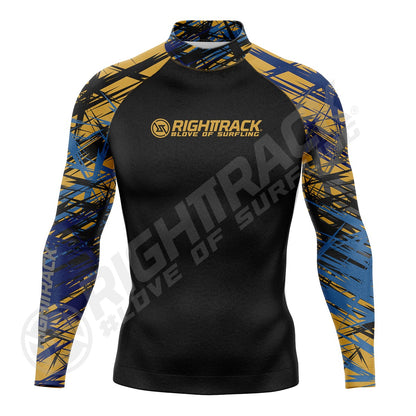 HotSale Men's Surfing Shirt Gold Coast Lycra Rashguard RIGHTTRACK Surf Sportswear Beach UV Swimwear UPF50+ Clothes
