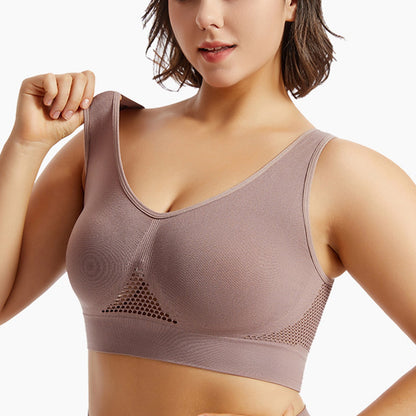 Seamless Mesh Women Sports Bras Fitness Gym Running Underwear Shockproof Bra Wireless 6XL Plus Size Crop Top Breathable Yoga Bra