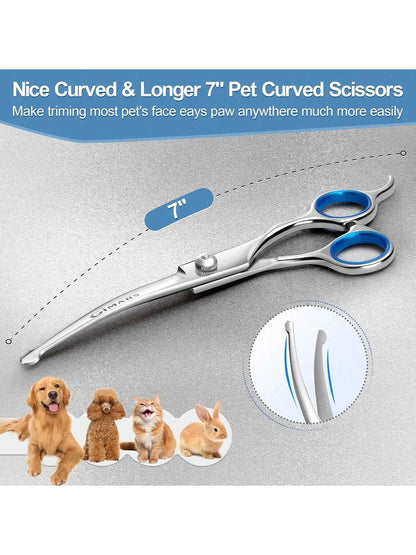 Conjunto de 5 Tesouras Profissionais de Estética para Animais de Estimação - Essencial para Animais de Estimação, Apenas para Móveis, Caixa de Armazenamento Preta