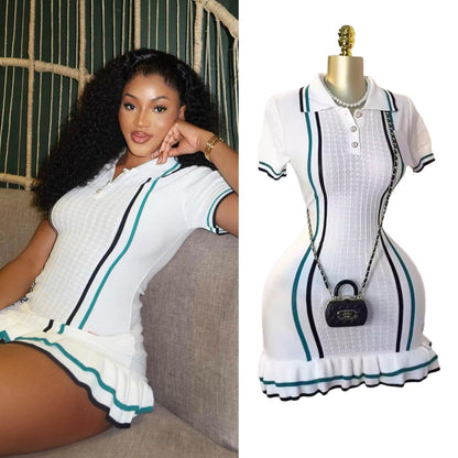 YuooMuoo Chic Fashion Sexy Package Hips Knitted Mini Dress 2025 Summer Vintage T