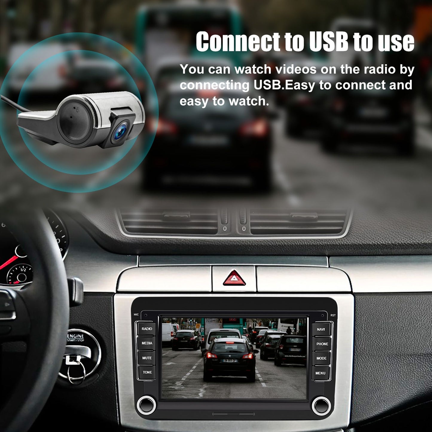 7" Car Stereo Android 14 For VW Volkswagen Jetta Passat Golf MK5 MK6 Apple Carplay GPS Navigation FM Radio WiFi SWC Head Unit BT