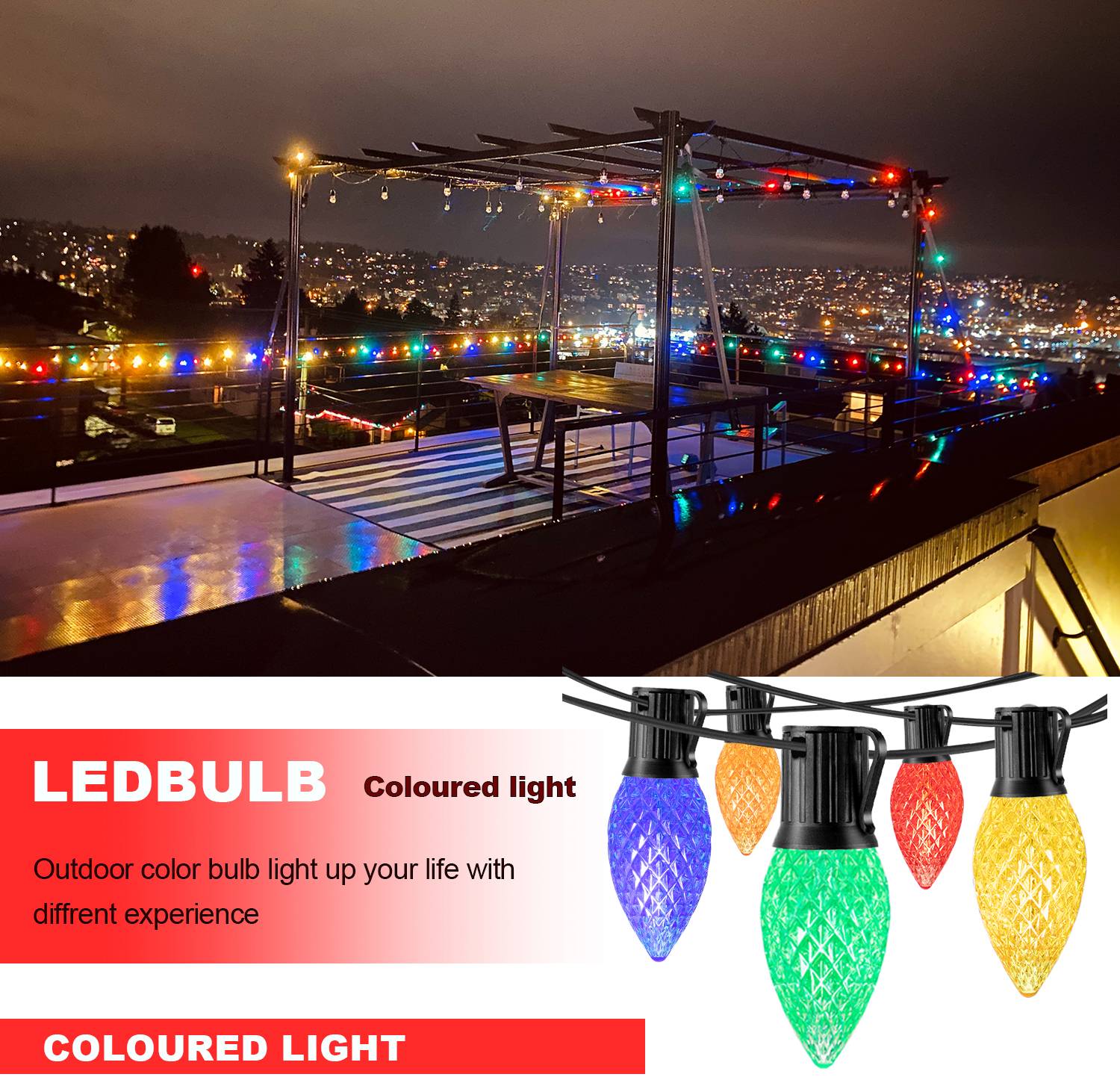 C7 Multicolor Garland Led String Lights 110V 220V E12 0.6W Waterproof Plastics Anti-Drop Festoon New Year's Brithday Light Chain