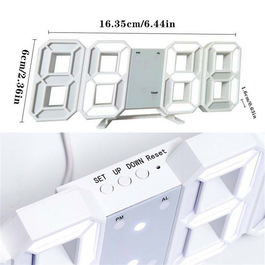 3D LED Digital Clock Wall Decoration Glow Night Mode Decoration for Bedroom Adjustable Electronic Watch Room Decor Aesthetics