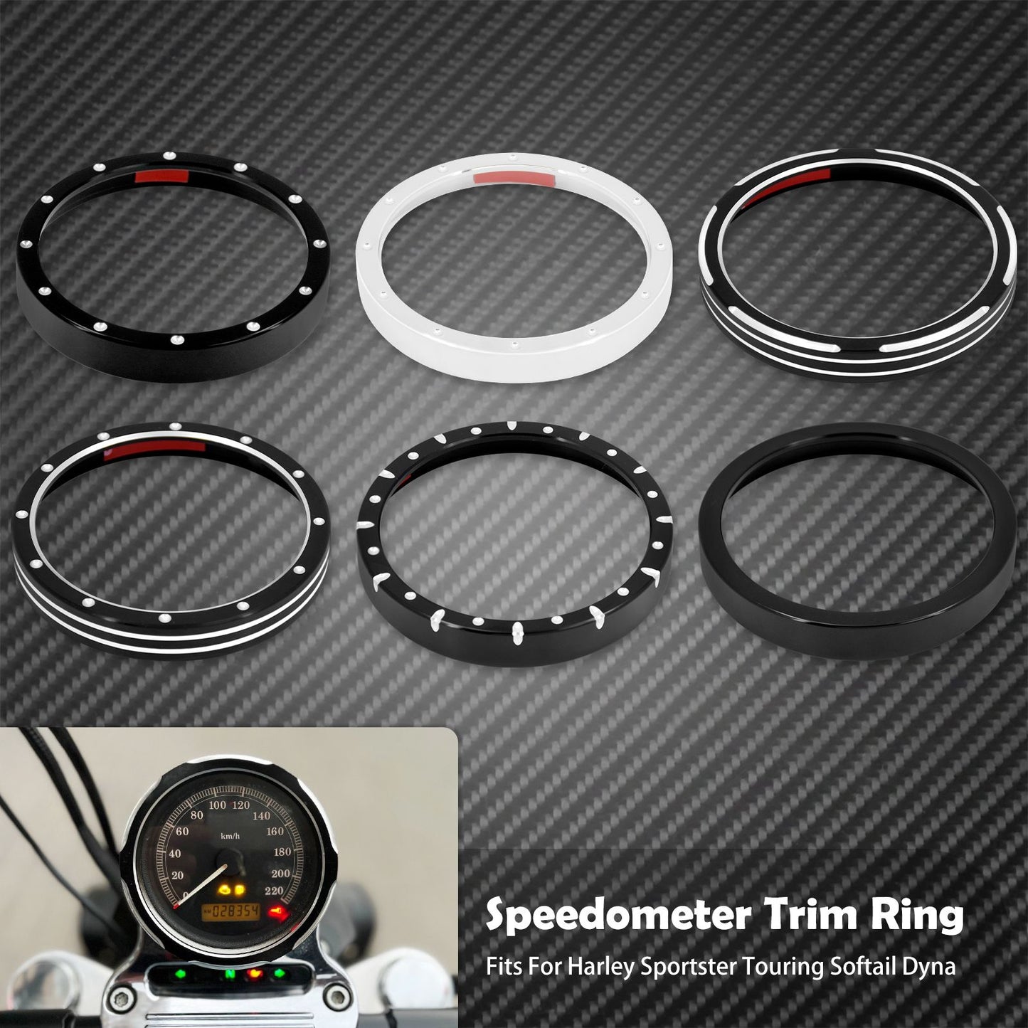 Acabamento do velocímetro de motocicleta Capa da moldura Billet CNC para Harley Sportster 883 1200 XL XR Iron Dyna Street Bob Low Rider