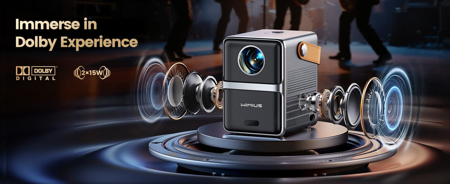Mini Projetor Wimius 600 ANSI 4K Laser WiFi6 Projetores HD 1080P Beam 20W Dolby hy300max Projetor de Home Theater
