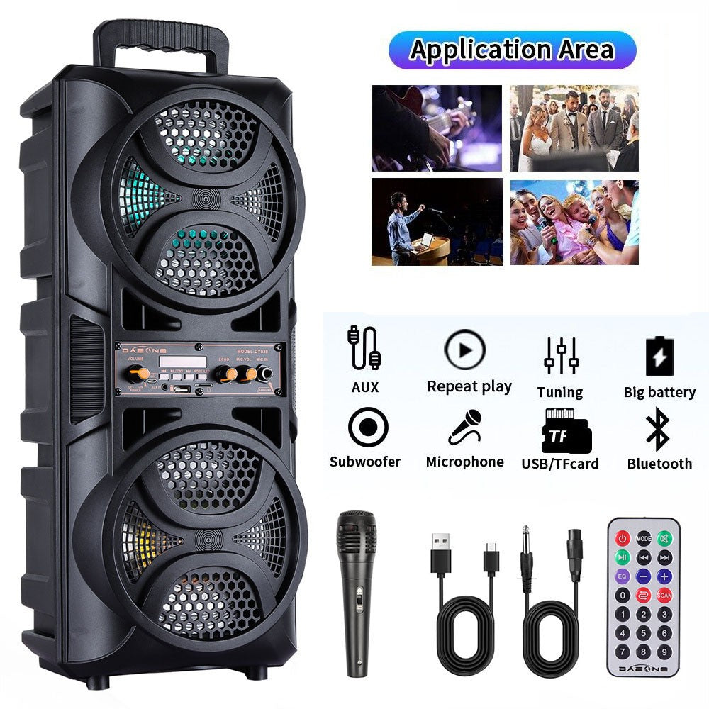 3000W Portable Bluetooth Party Speaker Dual 6.5 inch Subwoofer Rechargeable Heavy Bass Sound System Wireless Speaker
