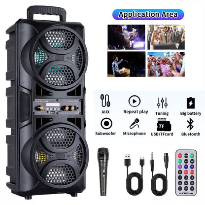 3000W Portable Bluetooth Party Speaker Dual 6.5 inch Subwoofer Rechargeable Heavy Bass Sound System Wireless Speaker