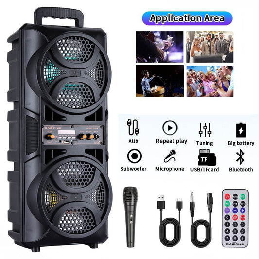 3000W Portable Bluetooth Party Speaker Dual 6.5 inch Subwoofer Rechargeable Heavy Bass Sound System Wireless Speaker