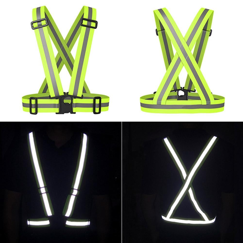 High Visibility Reflective Vest Reflective Straps Night Running Cycling Clothing Vest Adjustable Safety Vest Riding Equipment