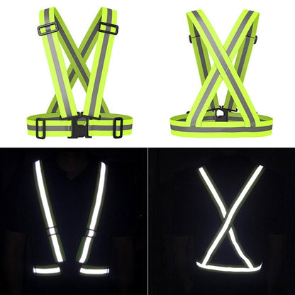 High Visibility Reflective Vest Reflective Straps Night Running Cycling Clothing Vest Adjustable Safety Vest Riding Equipment
