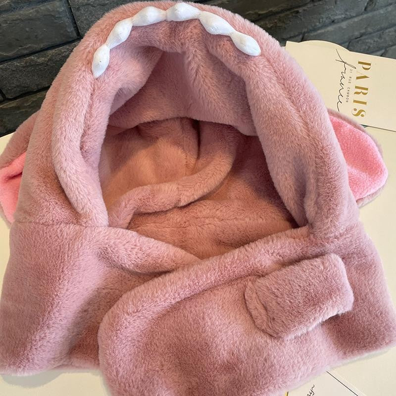 Disney Stitch Angel fofo criativo desenho animado infantil chapéu de pelúcia cachecol anime filme personalizado proteção de orelha chapéu quente engrossado