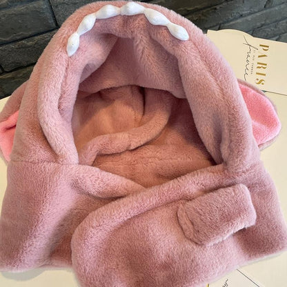Disney Stitch Angel fofo criativo desenho animado infantil chapéu de pelúcia cachecol anime filme personalizado proteção de orelha chapéu quente engrossado