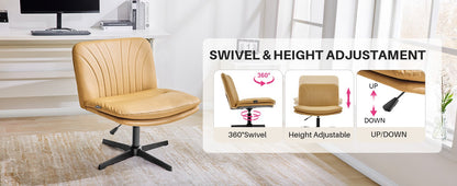 Redlife Criss Cross Chair with Rotating Adjustable Legs Office Chair Durable Pu Leather Wrapped Double Cushion for Home & Office