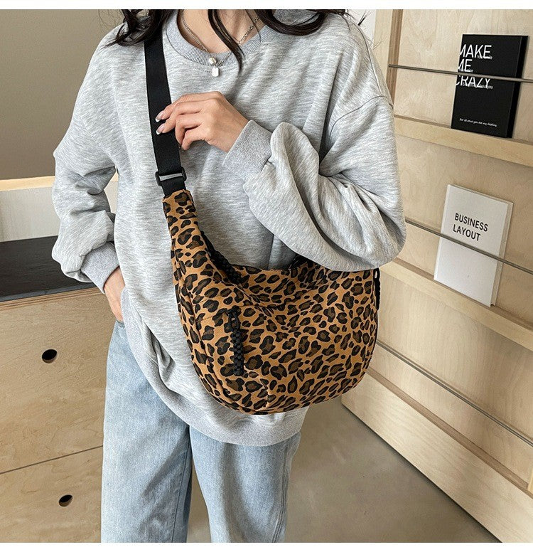 Leopard Print Crossbody Bags for Women Corduroy Casual Shoulder Tote Bags Ladies Sac A Main Femme Designer Luxury Handbags 2024