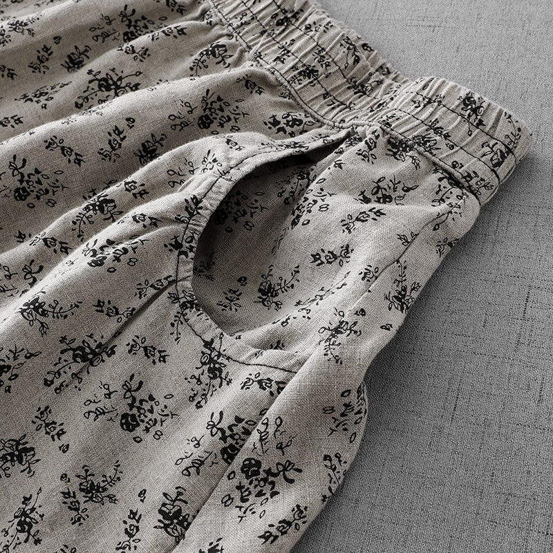 Cotton Linen High Waist Printed Summer New Sle Cool Slimming Hip Covering Floral Skirt Loose Fit Casual Long Skirt