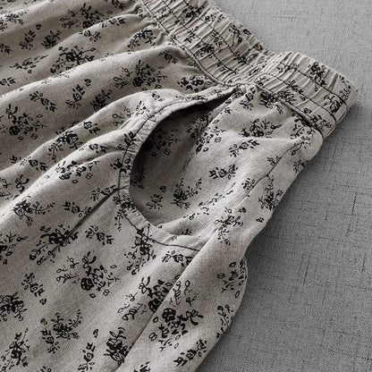 Cotton Linen High Waist Printed Summer New Sle Cool Slimming Hip Covering Floral Skirt Loose Fit Casual Long Skirt