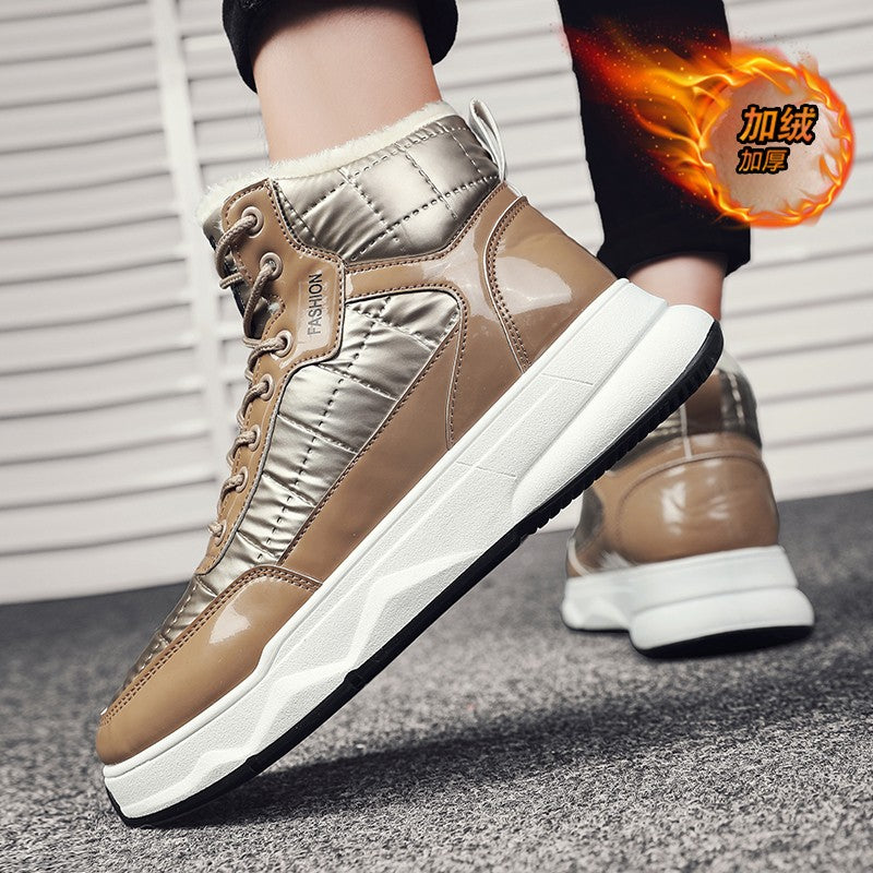 Trendy Silver Winter Boots Man High top Sneakers Outdoor Warm Plush Men's Snow Boots Platform Furry Ankle Boots Men Casual Boot