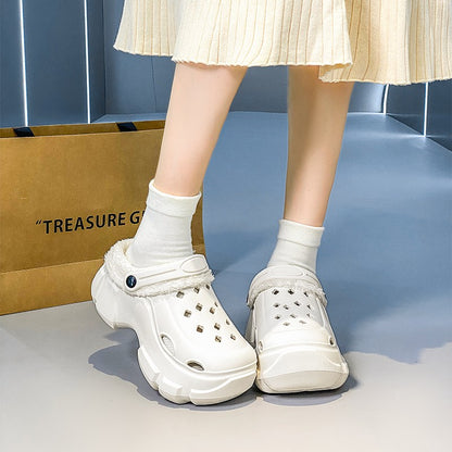 New Women's Winter Platform Sandals Slippers Shoes Outdoor Thick Sole Shoes Lightweight Breathable Women Fur Flats slippers