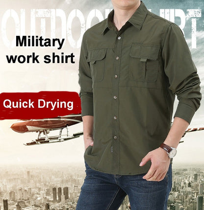 Mens Military Shirt ,Work Cargo Shirts ?Tactical Breathable Quick-Drying Tops