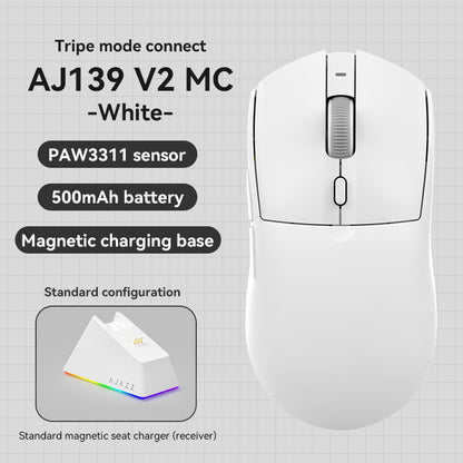 Mouse Gamer Sem Fio AJAZZ AJ139 V2 MC/AJ139 PRO Sensor PAW3311/PAW3395 12000DPI/26000DPI 500mAh Mouse Bluetooth Para PC