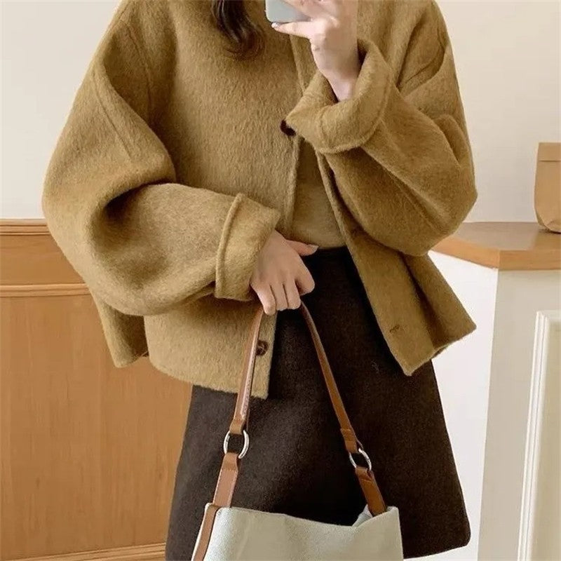 Women's Double-sided Woolen Coat 2025 Autumn Winter Fashion Elegant Femme Jacket Versatile Loose Ladies Jacket Woolen Outerwear