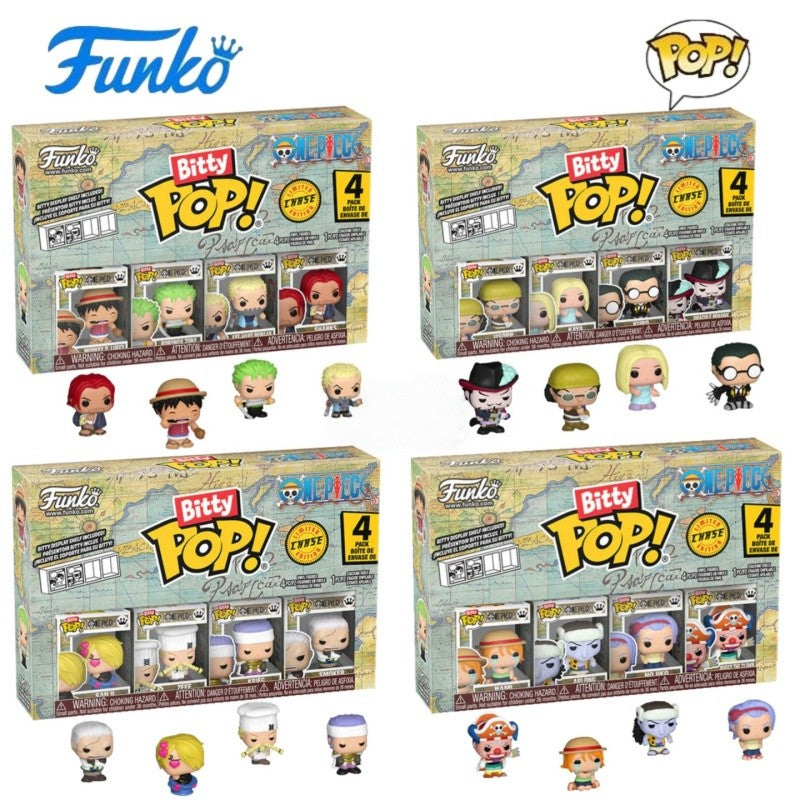 Funko Bitty Pop One Piece Luffy Blind Box Zoro Sanji 4 Pack Series Mini Action Figure Collectible Limited Edition Model Toy Gift