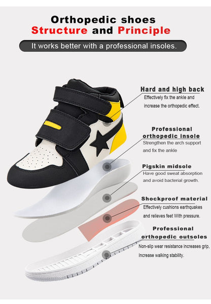 Kids Sneakers Children Orthopedic Shoes, Tip Toe Walking High-Top Ankle Support Anti-Slip Sole Trainers for Girls Boys