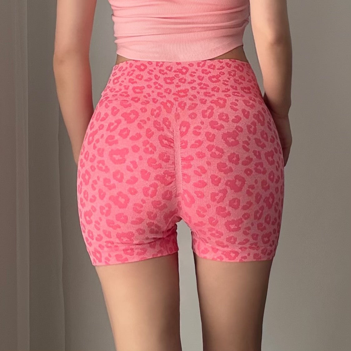 Women's Leopard Print High-Waisted Biker Shorts-Peach Butt-Lifting,Slim-Fit,Quick-Drying,Stretchy for Running,Yoga & Fitness