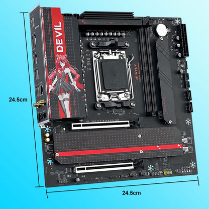 JGINYUE B650M NIGHT DEVIL Desktop Gaming Motherboard AM5 DDR5 96GB 9000MHz M-ATX USB 3.2 M.2x2 for AMD Ryzen 7 9700X
