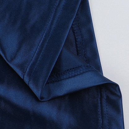 Autumn new European and American fashion temperament sexy slim deep V-waist satin slit dress female