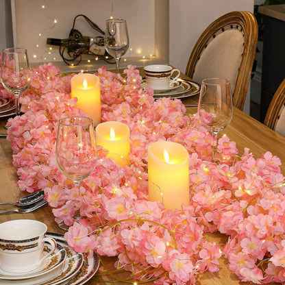 1/2/5M Cherry Blossom String Light Garland Artificial Flower Vines Fairy Lights for Bedroom Wedding Party Holiday Decoration