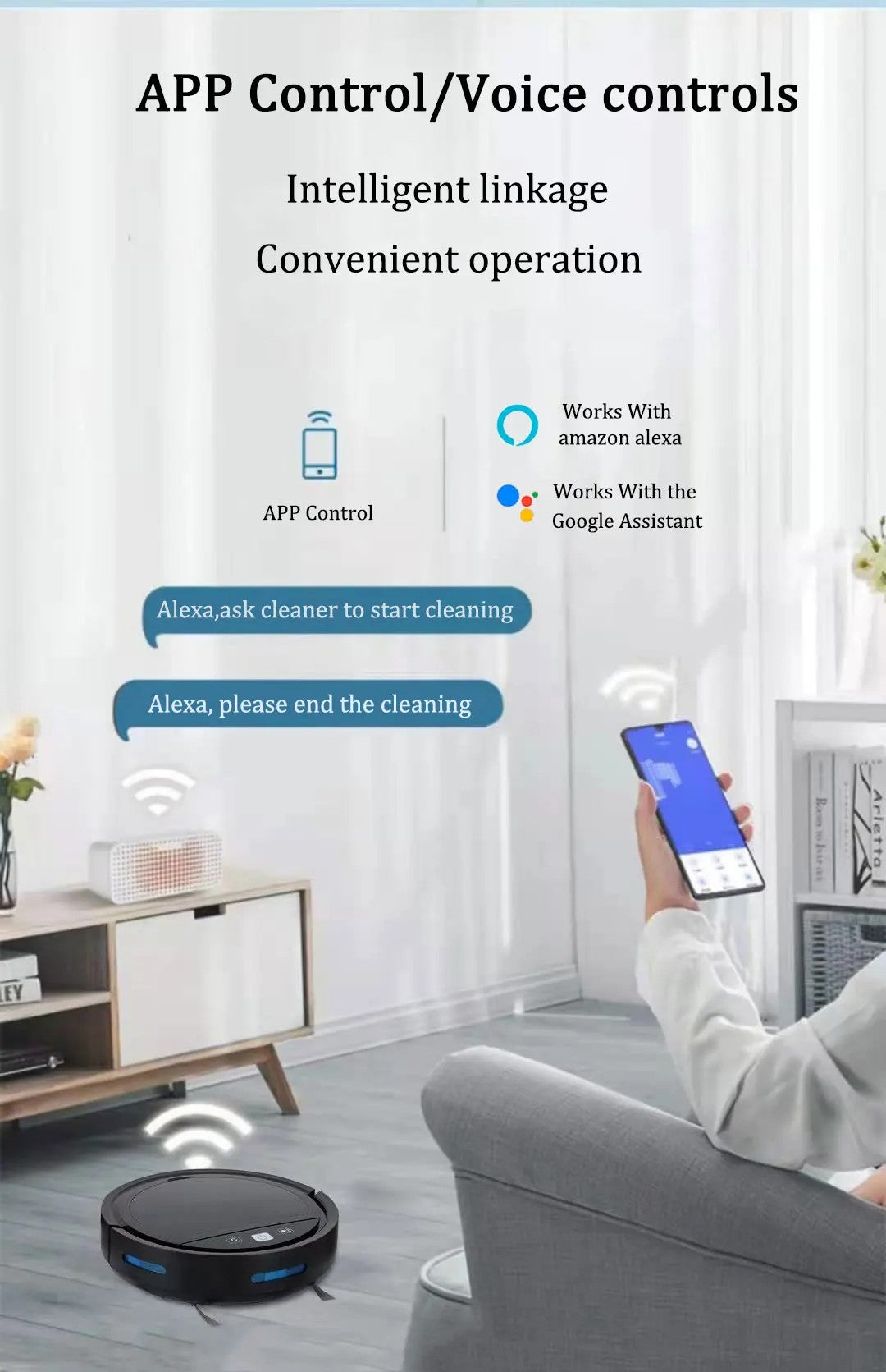 Robô Aspirador de Pó 2500PA Smart Controle Remoto Sem Fio Recarga Automática Aparelho de Limpeza Varredura de Chão Aspirador de Pó Para Casa