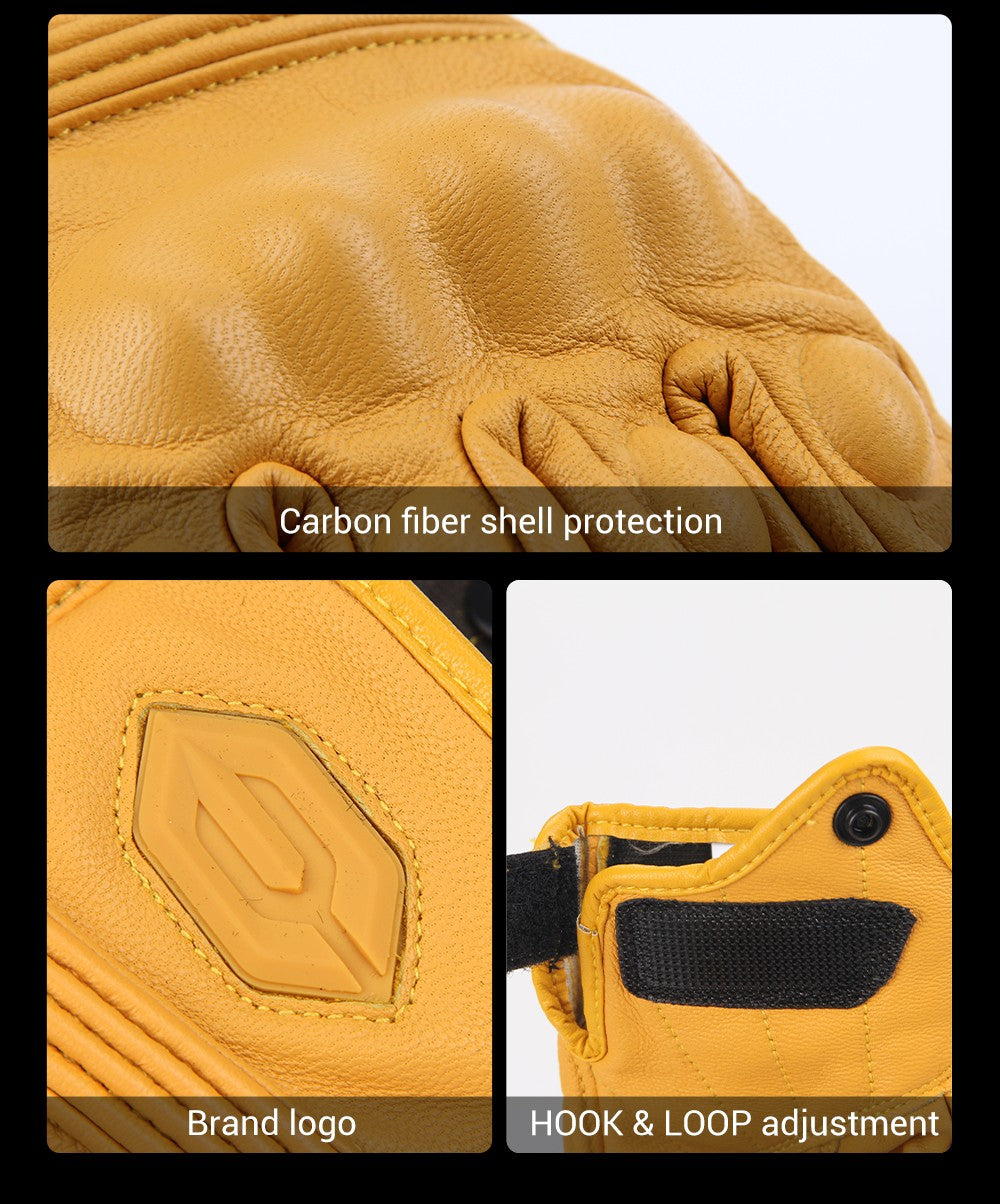 Luvas de Moto de Couro à Prova de Vento Quentes de Inverno Masculinas Antiderrapantes Luvas de Motocross com Tela Sensível ao Toque Luvas de Moto