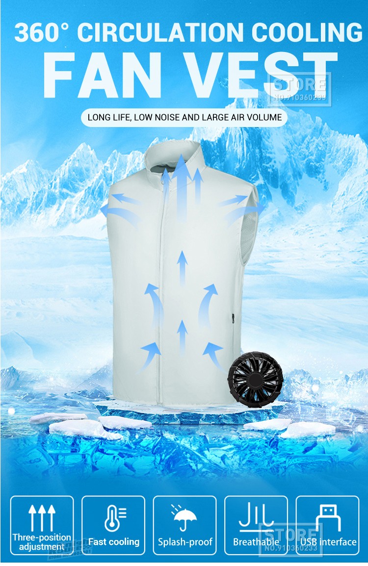 2024 Cool Vest Wearable Cooling Fan Vest Air-conditioned Clothes Cooling 13 Hours for High Temperature Work Fishing Vest Hiking