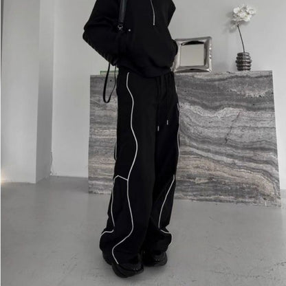 Men's Casual Pants Straight Punk Black Loose Baggy Male Trousers Clothes Plus Size Polyester Vintage Sale Cotton Fashion 2025