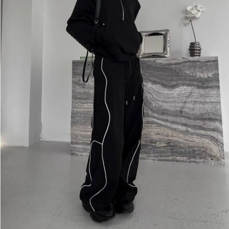 Men's Casual Pants Straight Punk Black Loose Baggy Male Trousers Clothes Plus Size Polyester Vintage Sale Cotton Fashion 2025