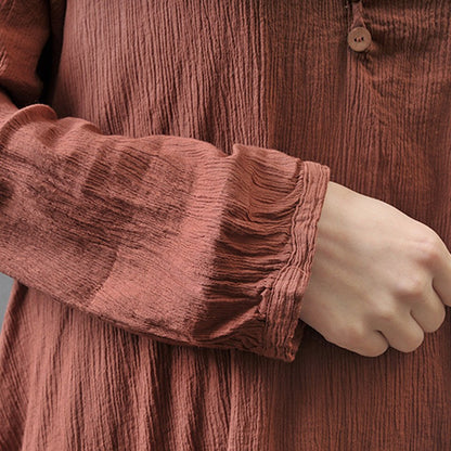 Anself Spring Fashion Women Casual Loose Dress Solid Color Long Sleeve Oversized Ladies Dresses Plus Size Boho Long Maxi Dress