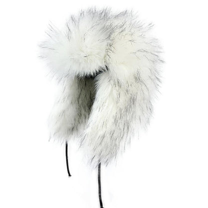 Gorro de inverno russo feminino com proteção de orelha de pele sintética, gorro corta-vento quente para senhoras, moda de luxo, chapéu de esqui de cor sólida com aba larga