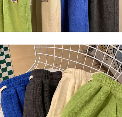 Lamb Velvet Thickened Fleece Women's Casual Pants Autumn Winter Warm Outdoor Wear Loose Fit Sports Trousers