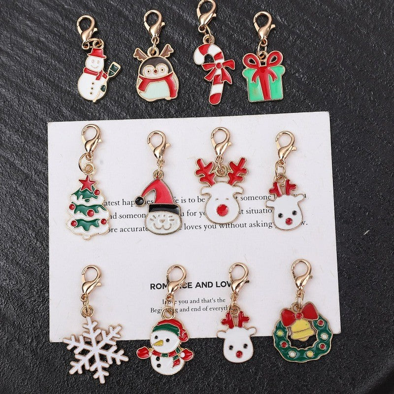 100/2Pcs Mixed Christmas Theme Keychains Clip-on Pendant Xmas DIY Making Pendants Necklaces Earrings Bracelets Handmade Jewelry