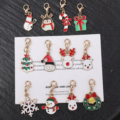 100/2Pcs Mixed Christmas Theme Keychains Clip-on Pendant Xmas DIY Making Pendants Necklaces Earrings Bracelets Handmade Jewelry