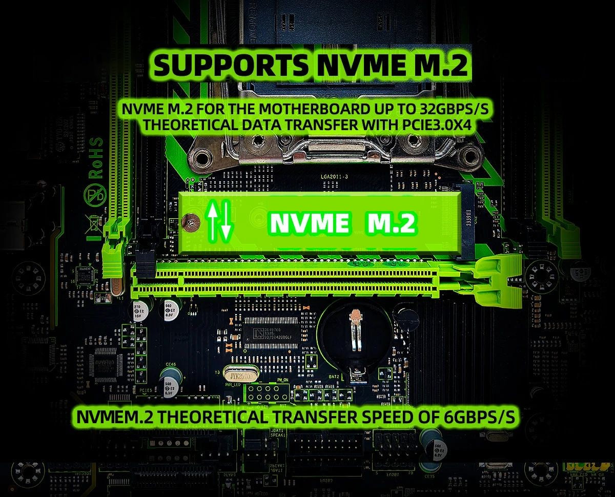 ZSUS X99 Gaming Motherboard Dual Channel DDR4 Memory PCIEx16 LGA2011-3 Support M.2 NVME for Desktop Computer Components