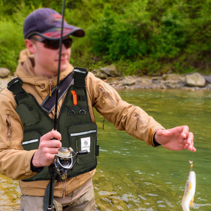 Colete Salva-Vidas Profissional Masculino, Colete de Pesca Portátil com Bolsos Múltiplos, à Prova d'Água, Ajustável para Pesca em Alto Mar, Lançamento 2022