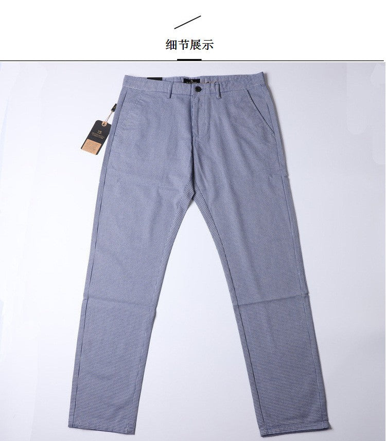 Summer Plaid Pants Men Slim Blue Suit Pants Men Stretch Business Formal Trousers Men