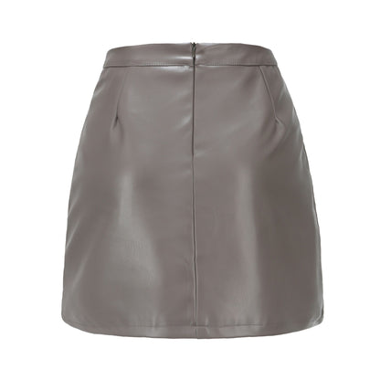 Spring and Summer New PU Leather Skirt Women's Black Elastic Women Slim Sexy Leather Skirts Brown Gray S-XXXL