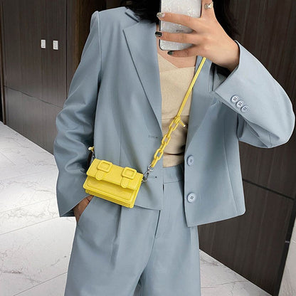 Mini Small Messenger Bags For Women Girl Chain Purse PU Leather Handbag Ladies Girl Crossbody Bags Designer 2022 Summer Yellow