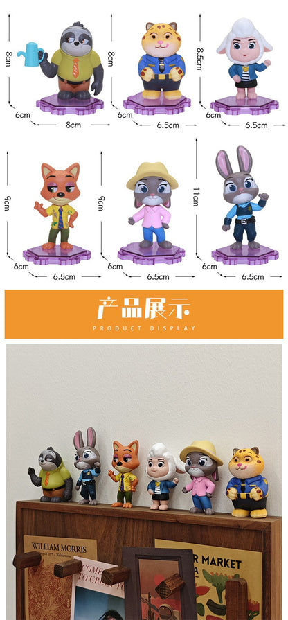 6pc/Set Zootopia Action Figure Judy Nick Disney Cartoon Cute Model Toy Kawaii Collection Doll Desktop Ornament Decoration Gift