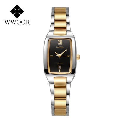 WWOOR Elegant Women's Watch Fashion Stainless Steel Waterproof Ladies Quartz Wristwatch Luxury Bracelet Watches Date Reloj mujer